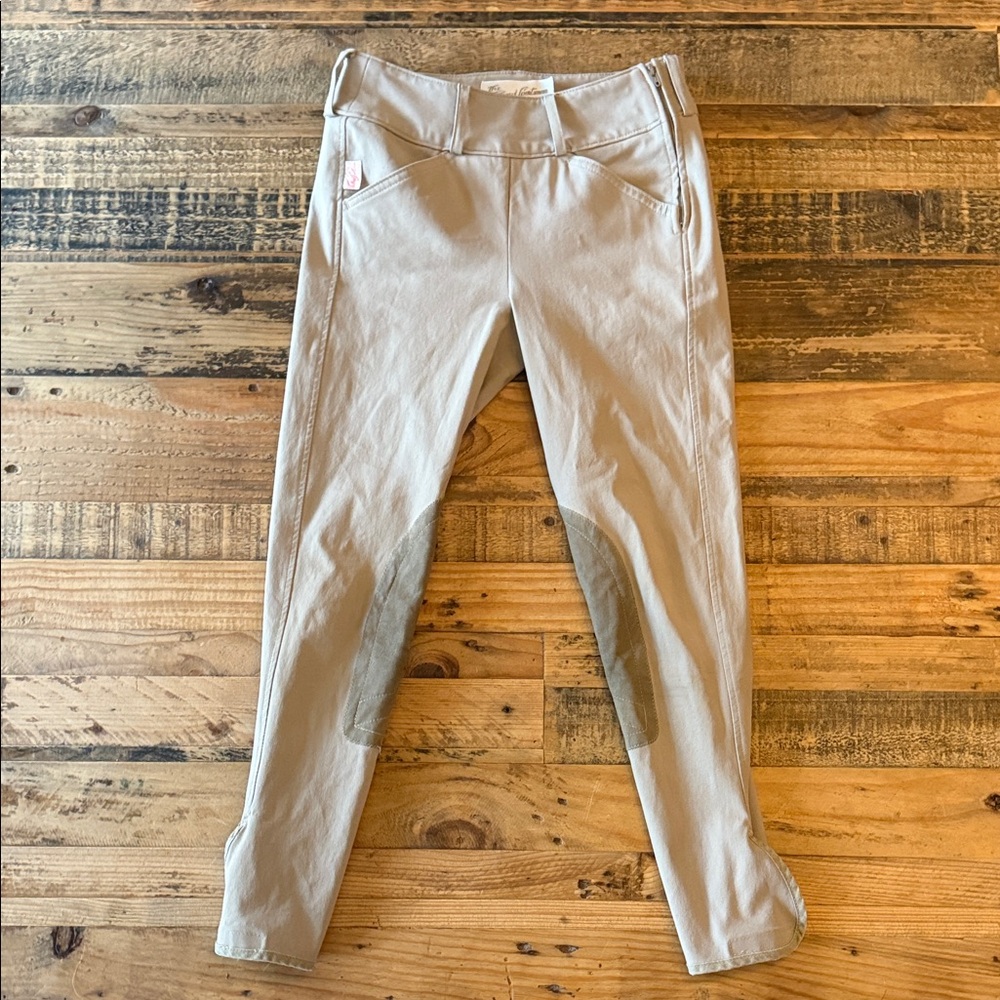 The Tailored Sportsman Girls Side Zip Trophy Breech Tan size youth 12